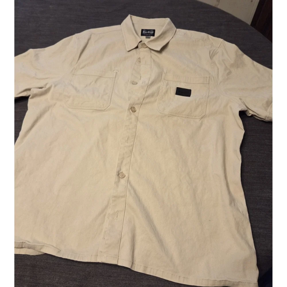 Dogg Supply Button Down‎ WorkWear Camp Shirt Mens 2XL Cement Excellent